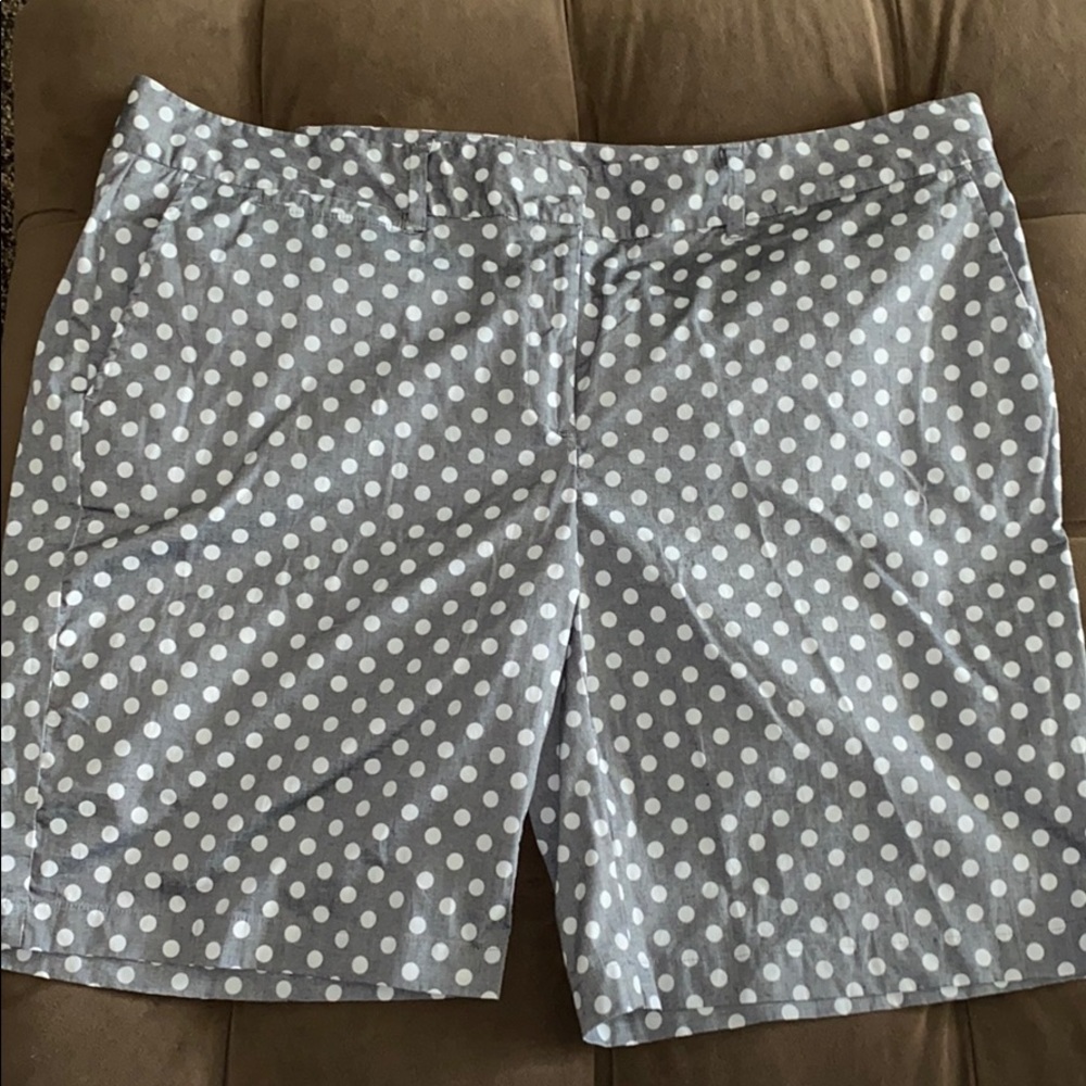 eShakti Gray and White Polka Dot Shorts